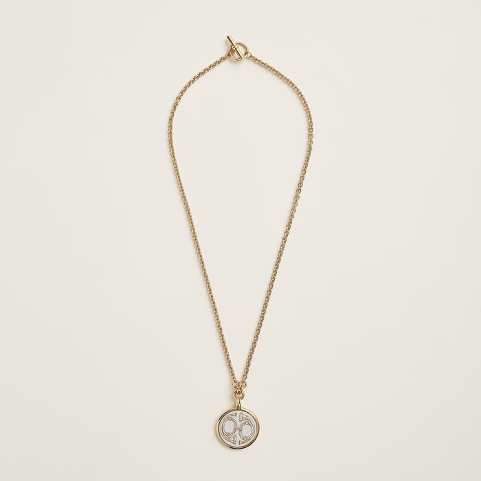 Orfèvre Jaune or Blanc Medaille Bijou Deux Cors Necklace, Small Model