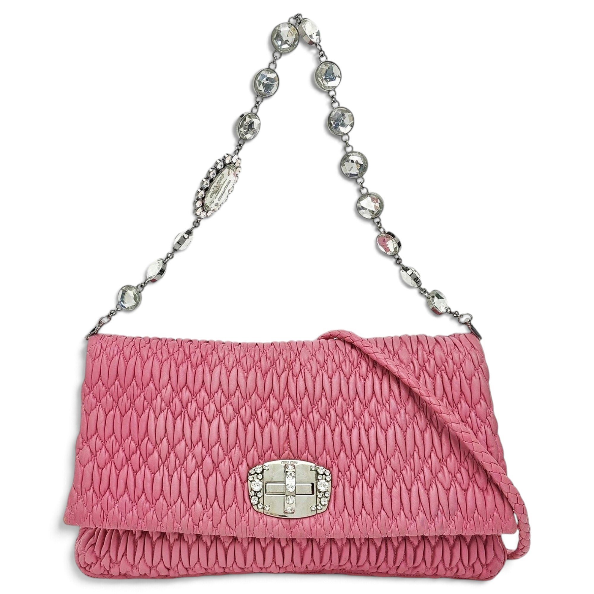 Miu Crystal leather handbag