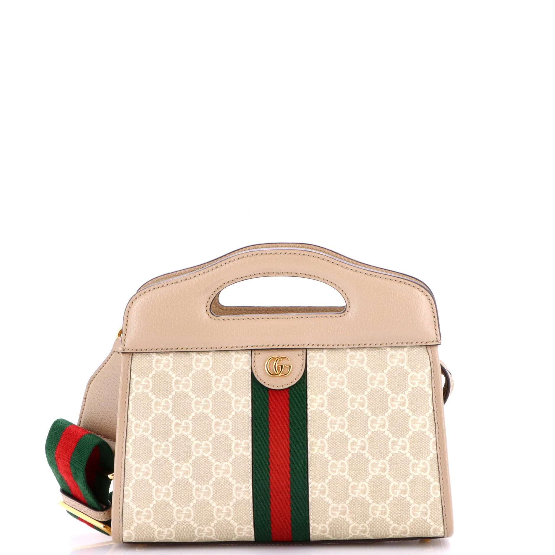 Ophidia Cut Out Handle Bag GG Coated Canvas with Leather Small