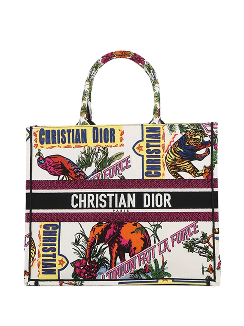2000-2026 Large Embroidered Canvas Indian Animals Book tote bag