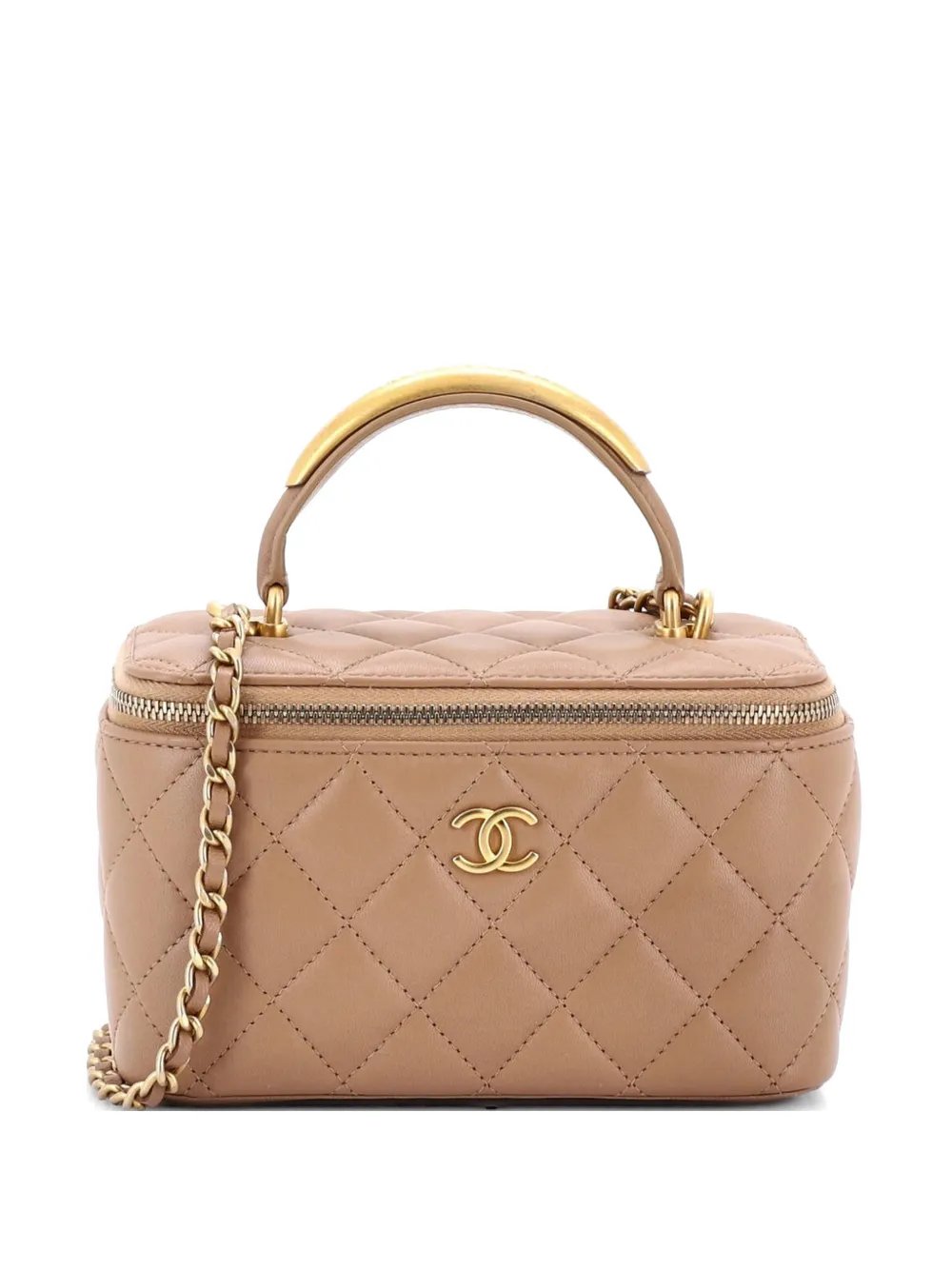 Classic Top Handle Vanity Case with Chain Quilted Lambskin Small crossbody bag