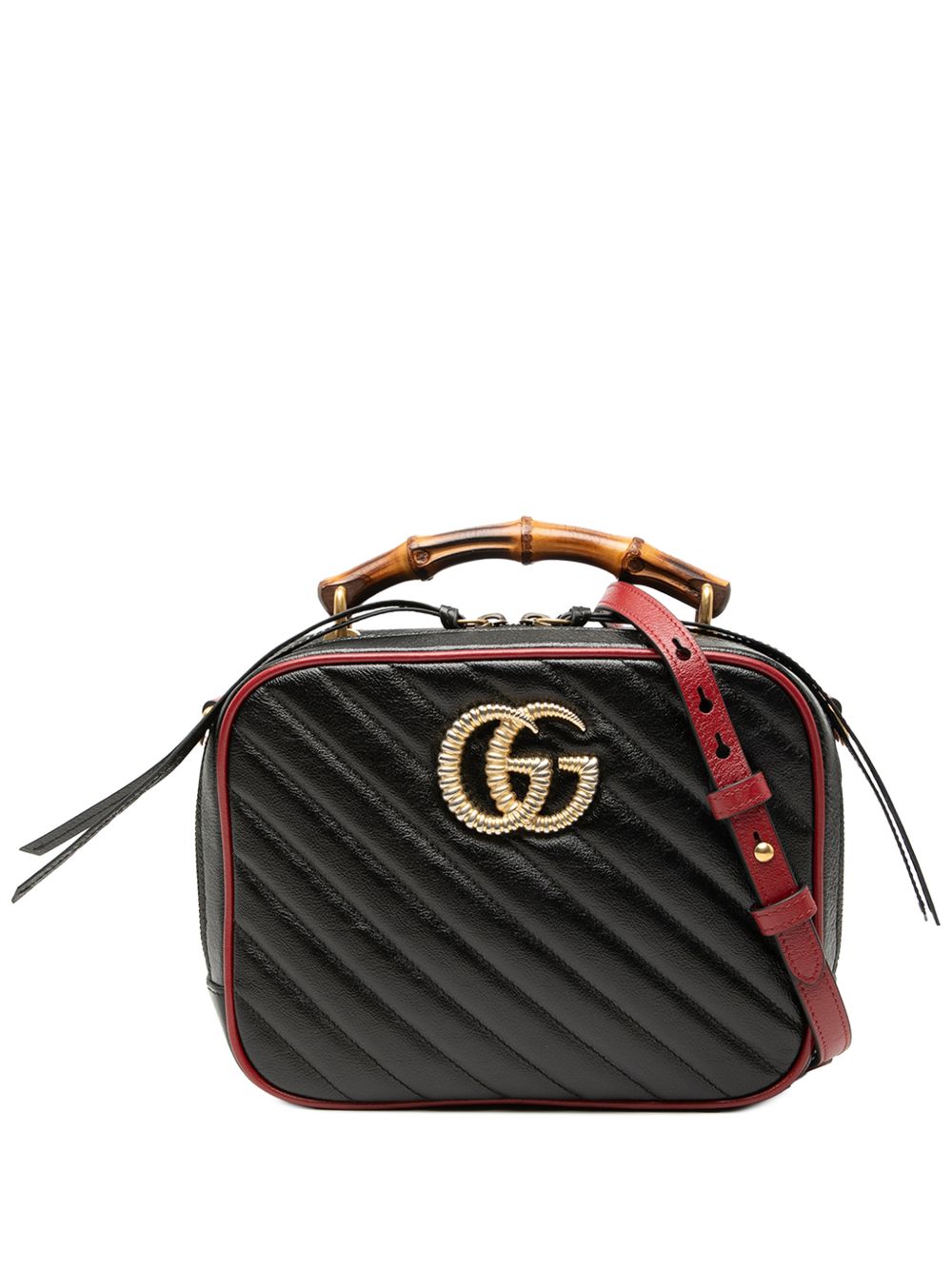2016-2025 Small GG Marmont Matelasse Diagonal Leather Torchon Bamboo satchel