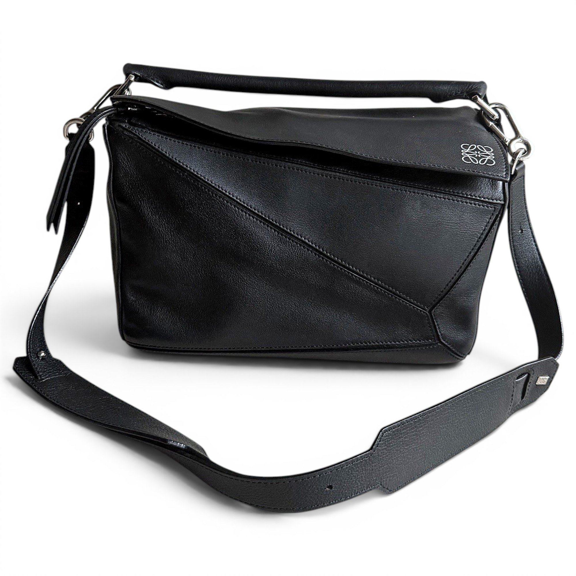 Puzzle leather handbag