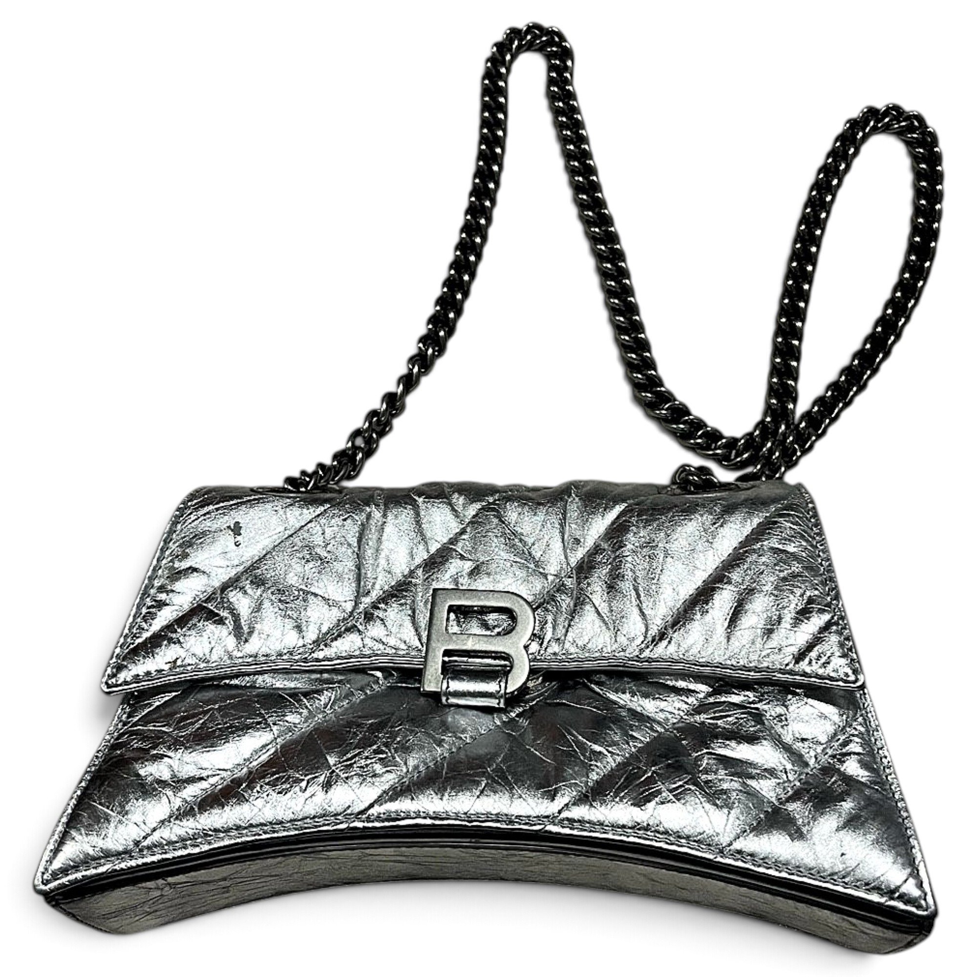 Hourglass leather handbag