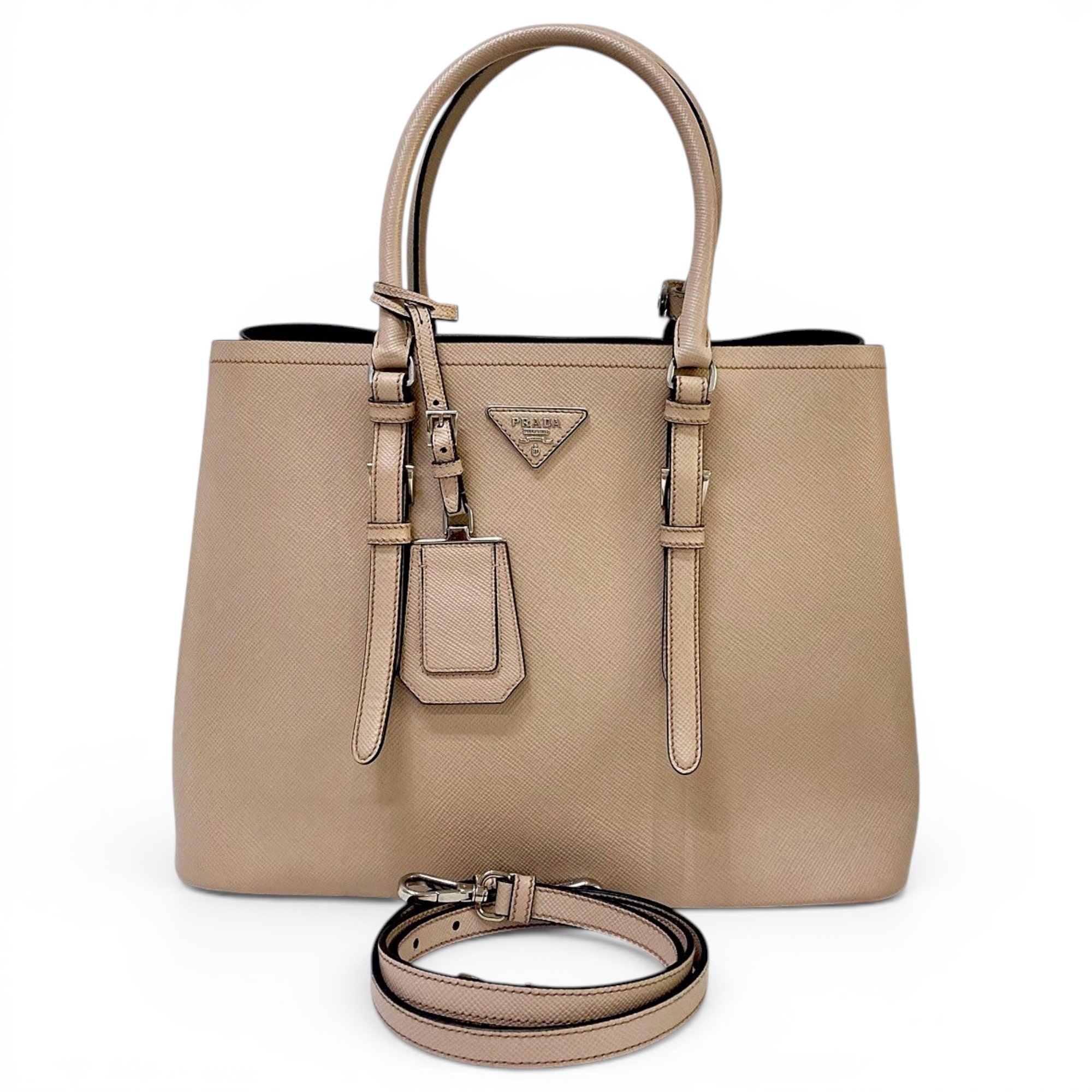 Double leather handbag