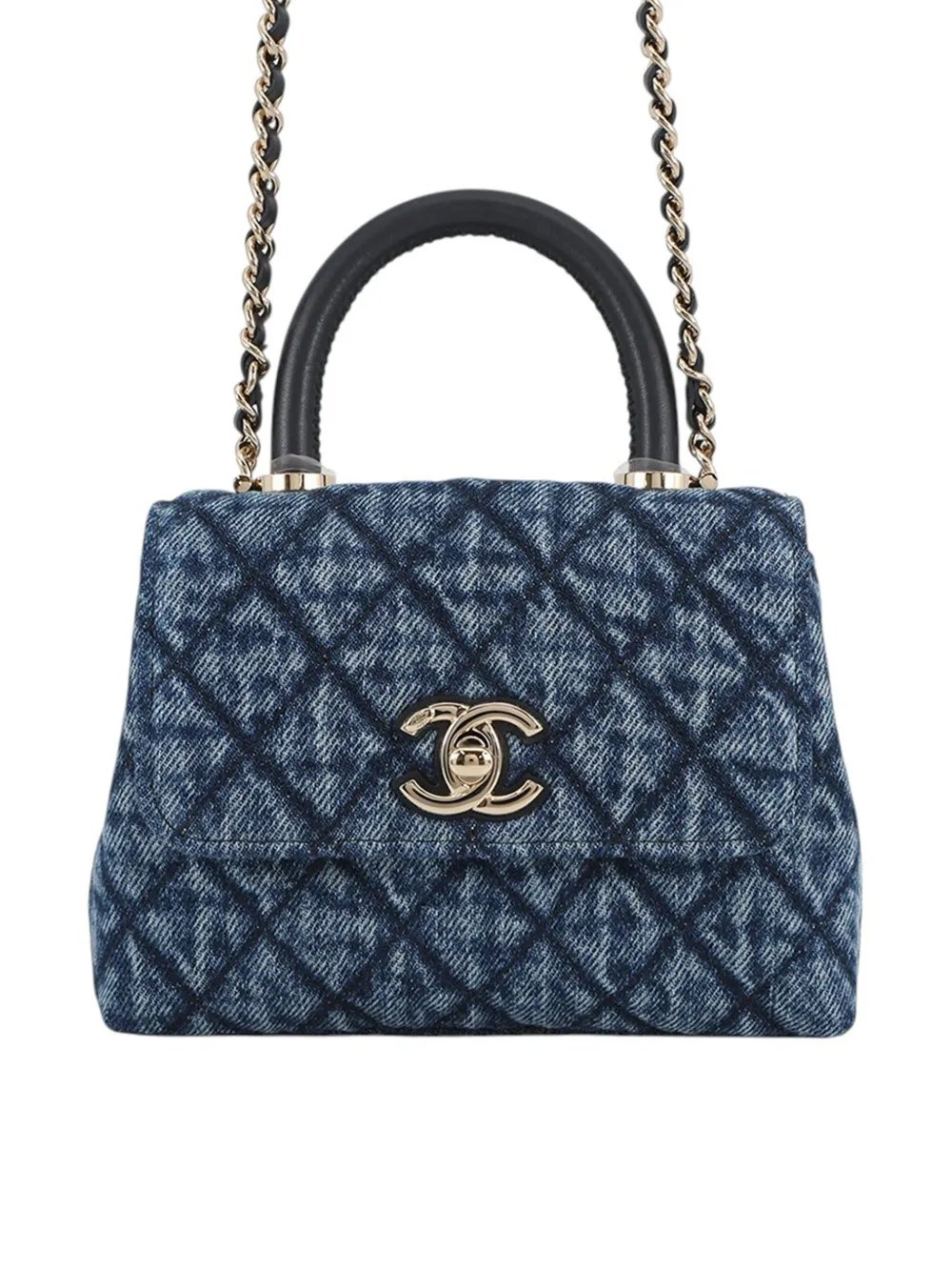 2021-2025 Extra Mini Quilted Washed Denim Coco Top Handle Bag satchel