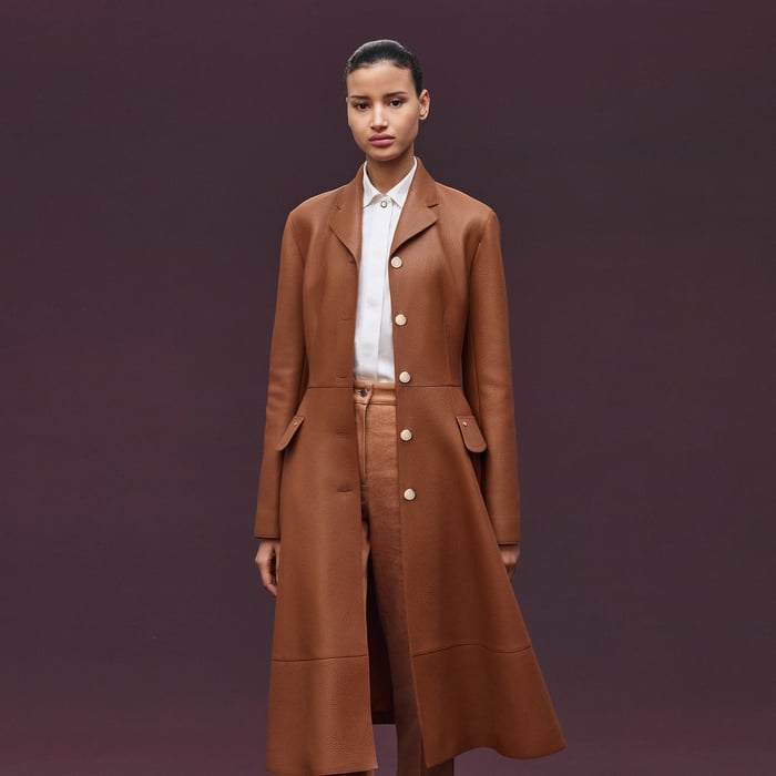Marron Fauve Manteau Équestre En Cuir