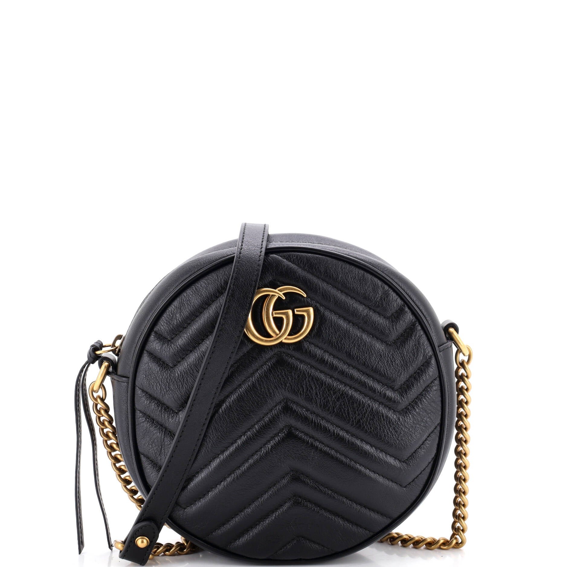 GG Marmont Round Shoulder Bag Matelasse Leather Mini