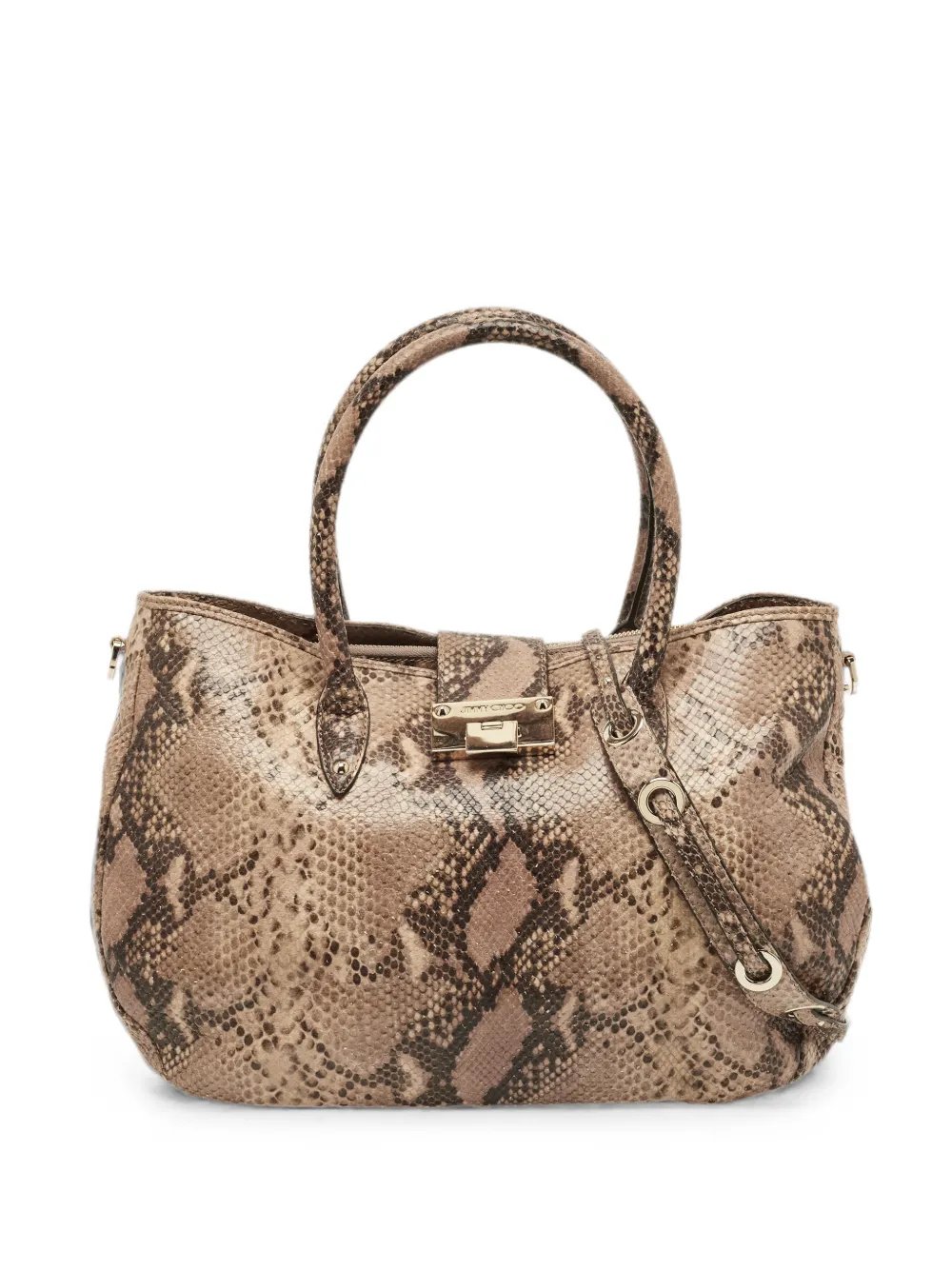 Rania python-embossed tote bag