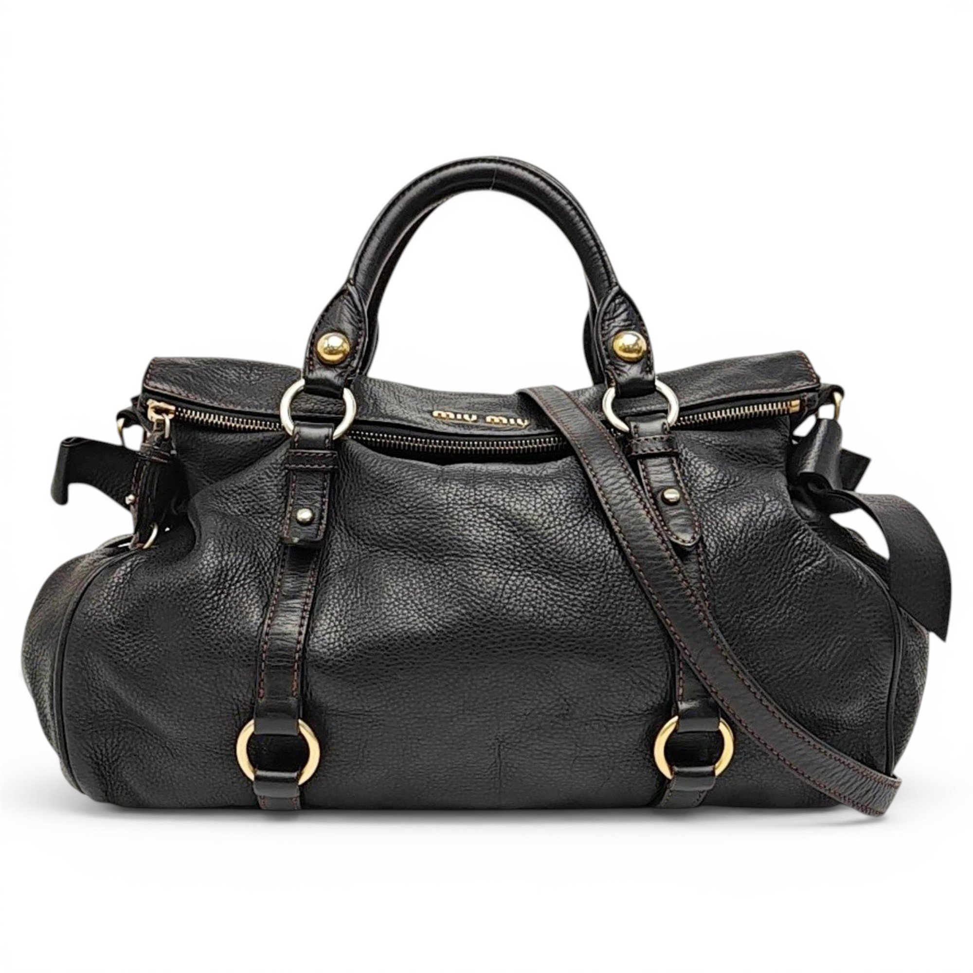 Bow bag leather handbag