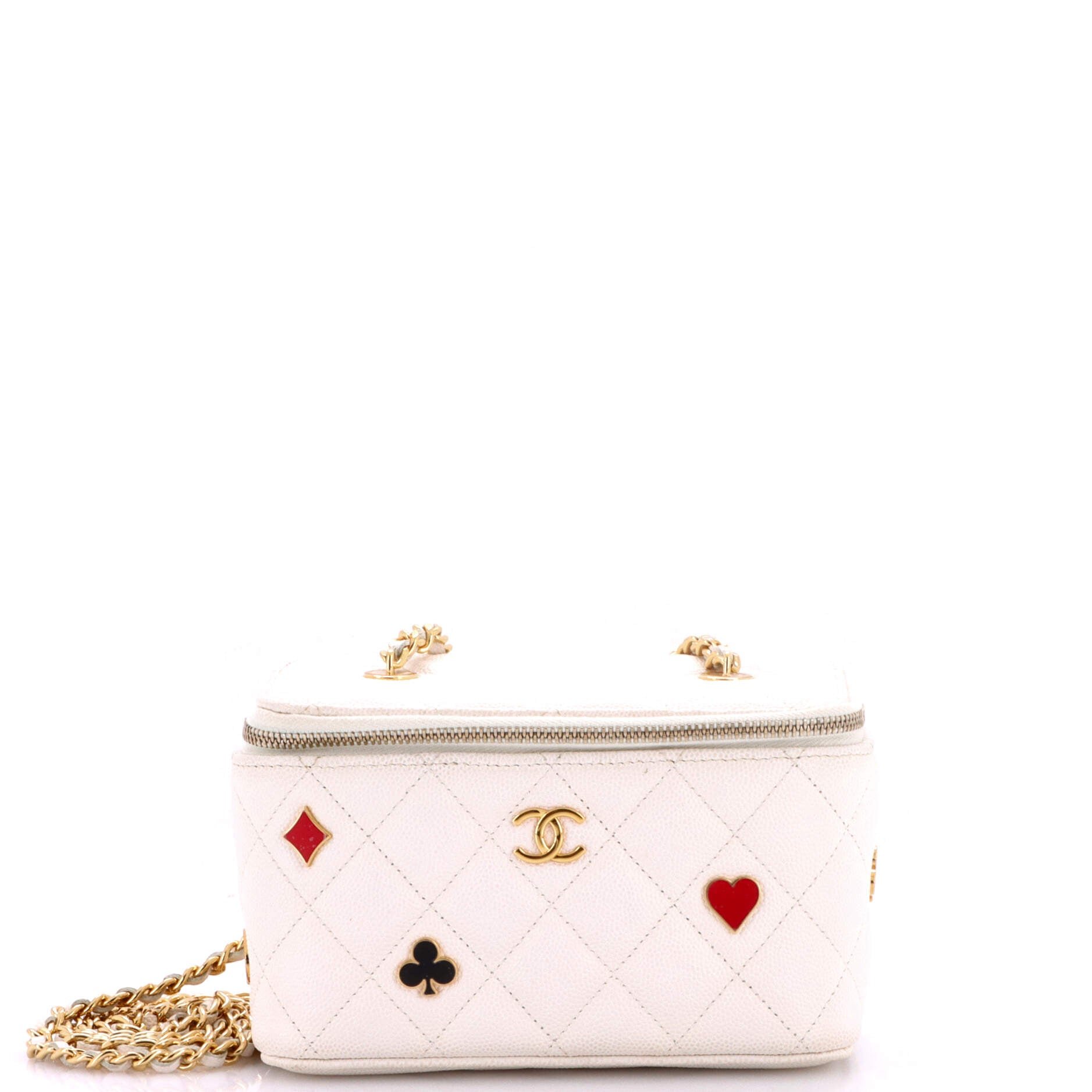 Coco Casino Vanity Case with Chain Quilted Caviar Small