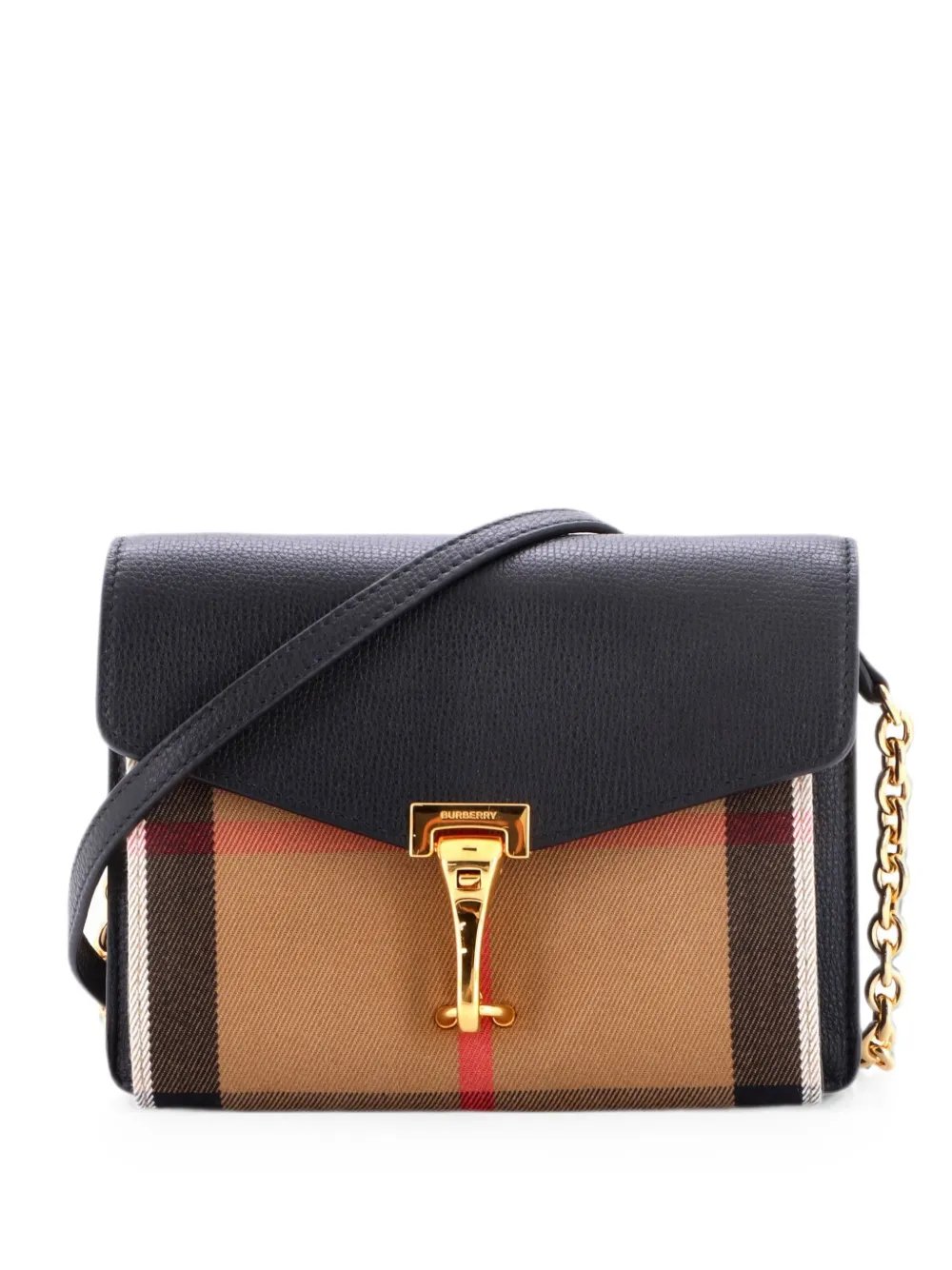Macken Crossbody Bag Leather and House Check Canvas Baby shoulder bag