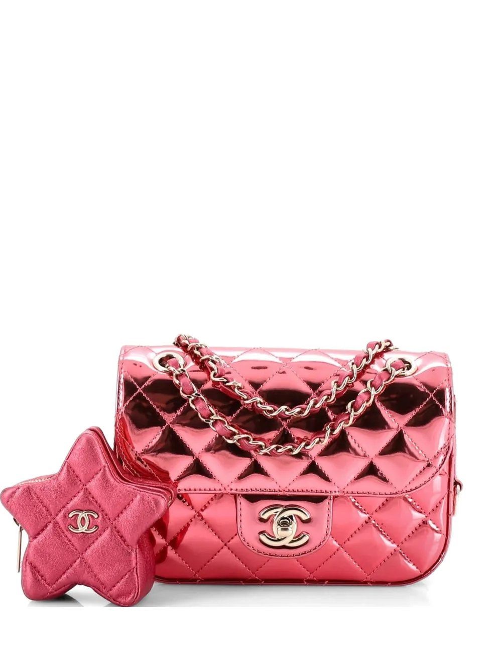 Hollywood Boulevard Flap Bag with Star Coin Purse Quilted Metallic Leather Small shoulder bag