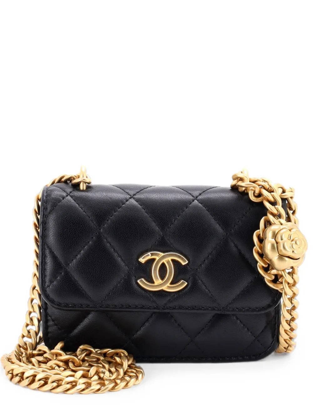 Sweet Camellia Flap Clutch with Chain Quilted Lambskin Mini crossbody bag