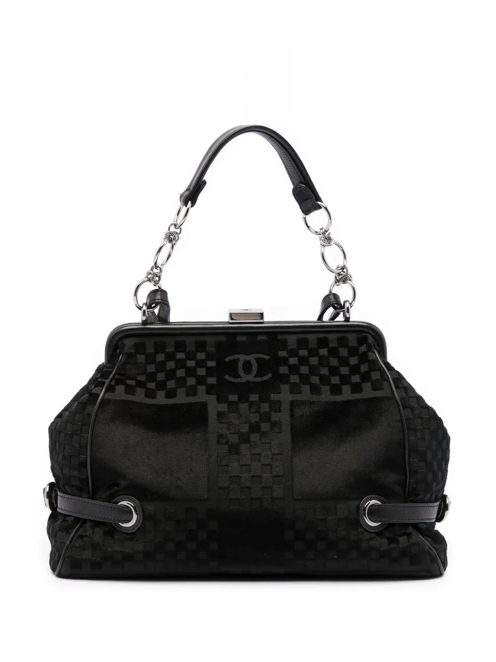 2005-2006 CC Check Embossed Velvet Belted Side Frame Bag shoulder bag