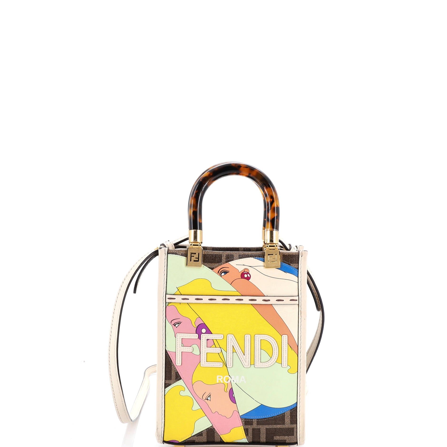 Fendi Sunshine Shopper Tote Printed Zucca Coated Canvas Mini
