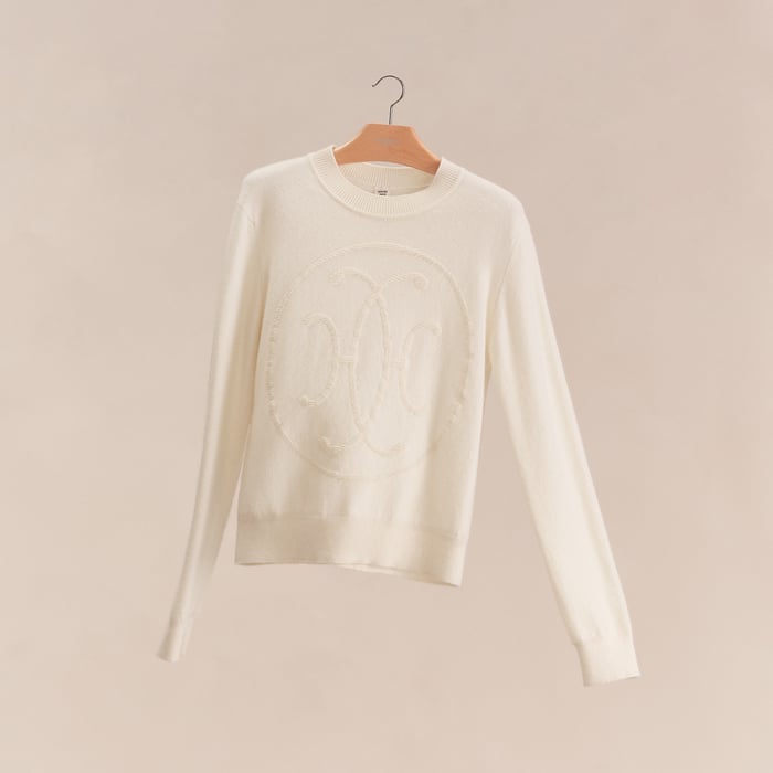Blanc Naturel Cashmere "H Lift" Long-sleeve Sweater