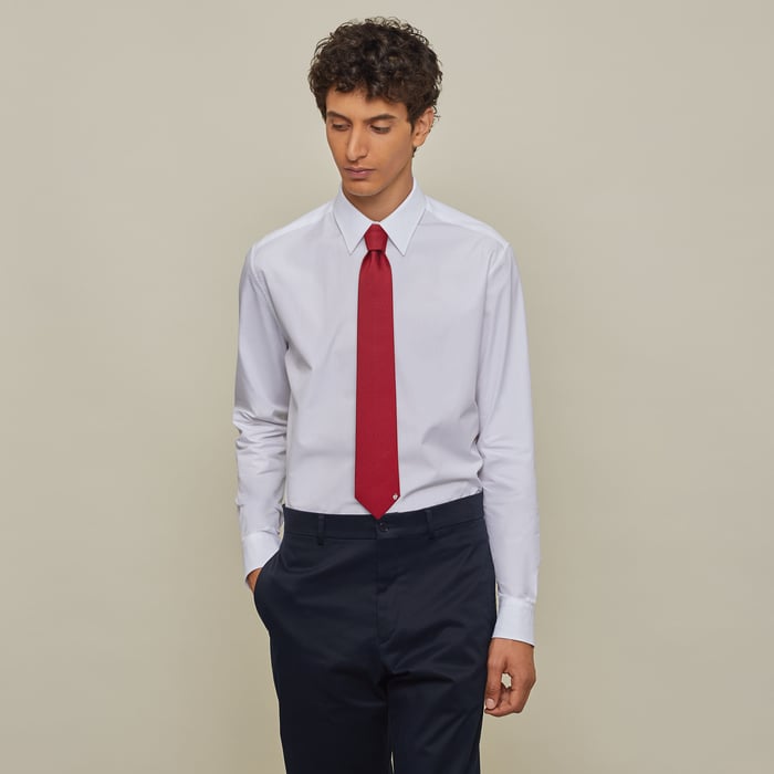 Hermès La Clef du Bonheur tie Rouge Vif/Gris | BagUSeek