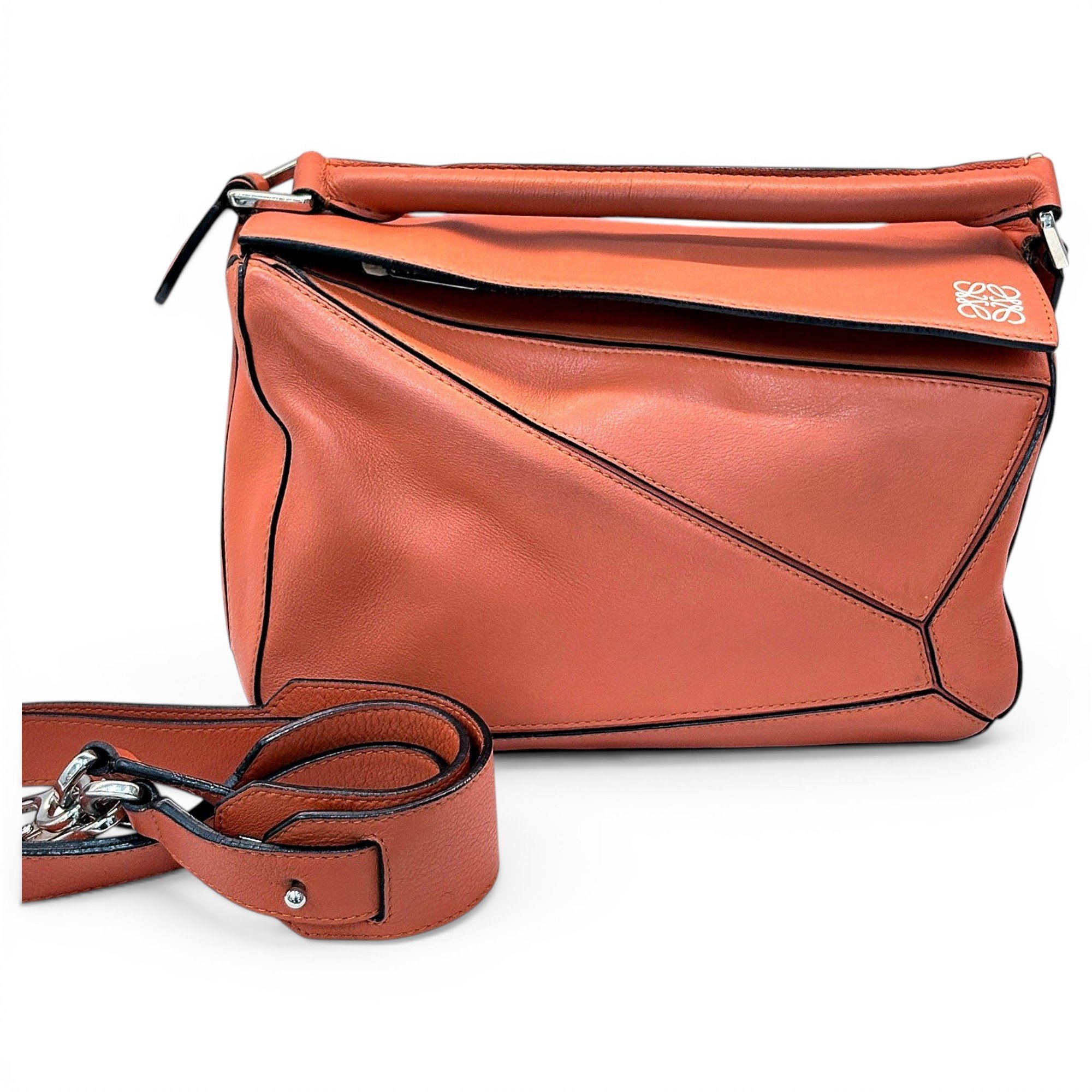 Puzzle leather handbag