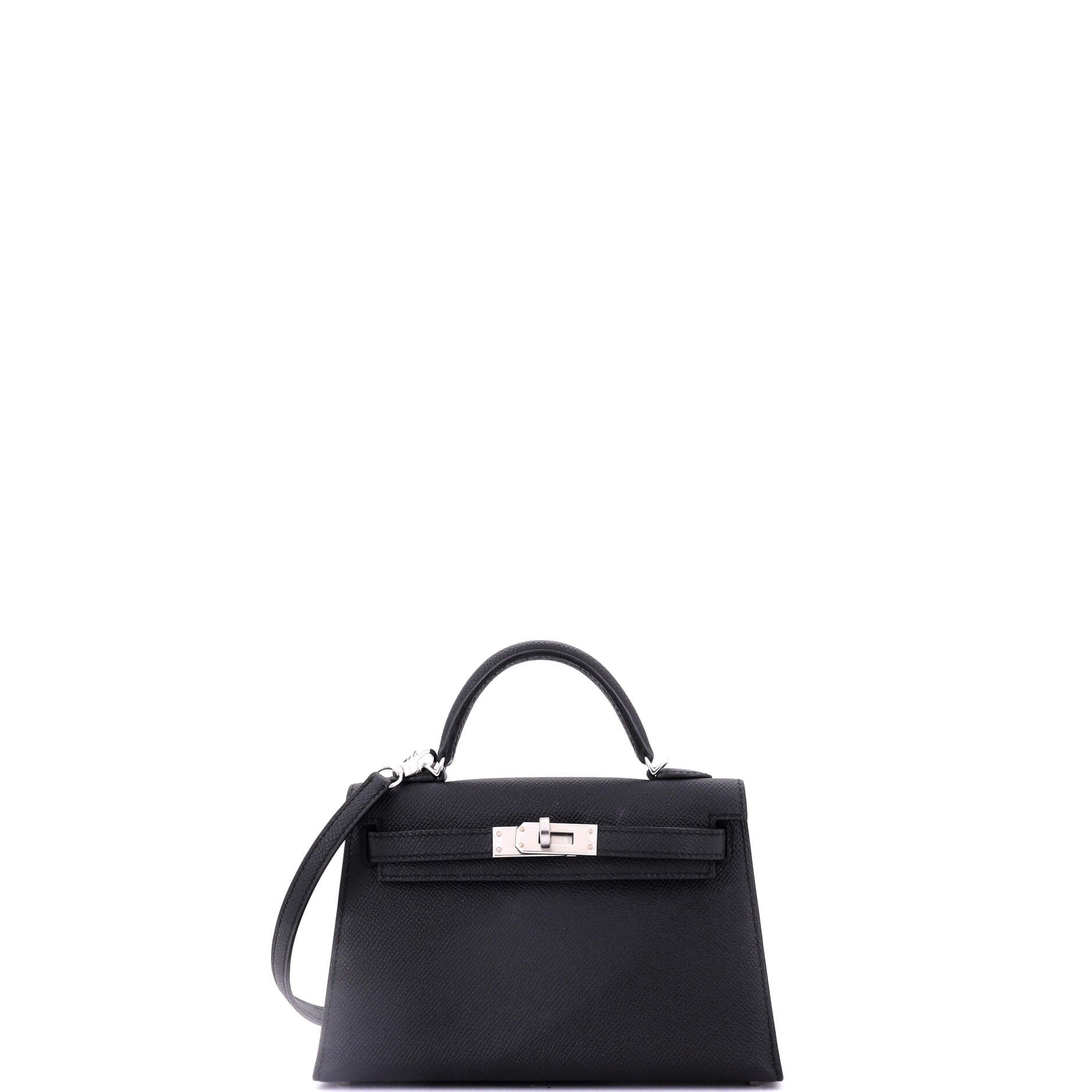 Kelly Mini II Bag Noir Epsom with Palladium Hardware 20