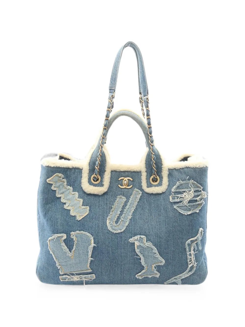 2019 large denim two-way handbag