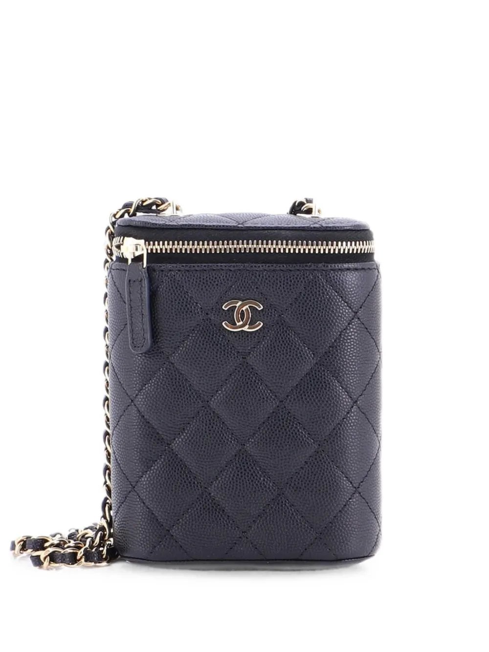 Vertical Classic Vanity Case with Chain Quilted Caviar Small shoulder bag