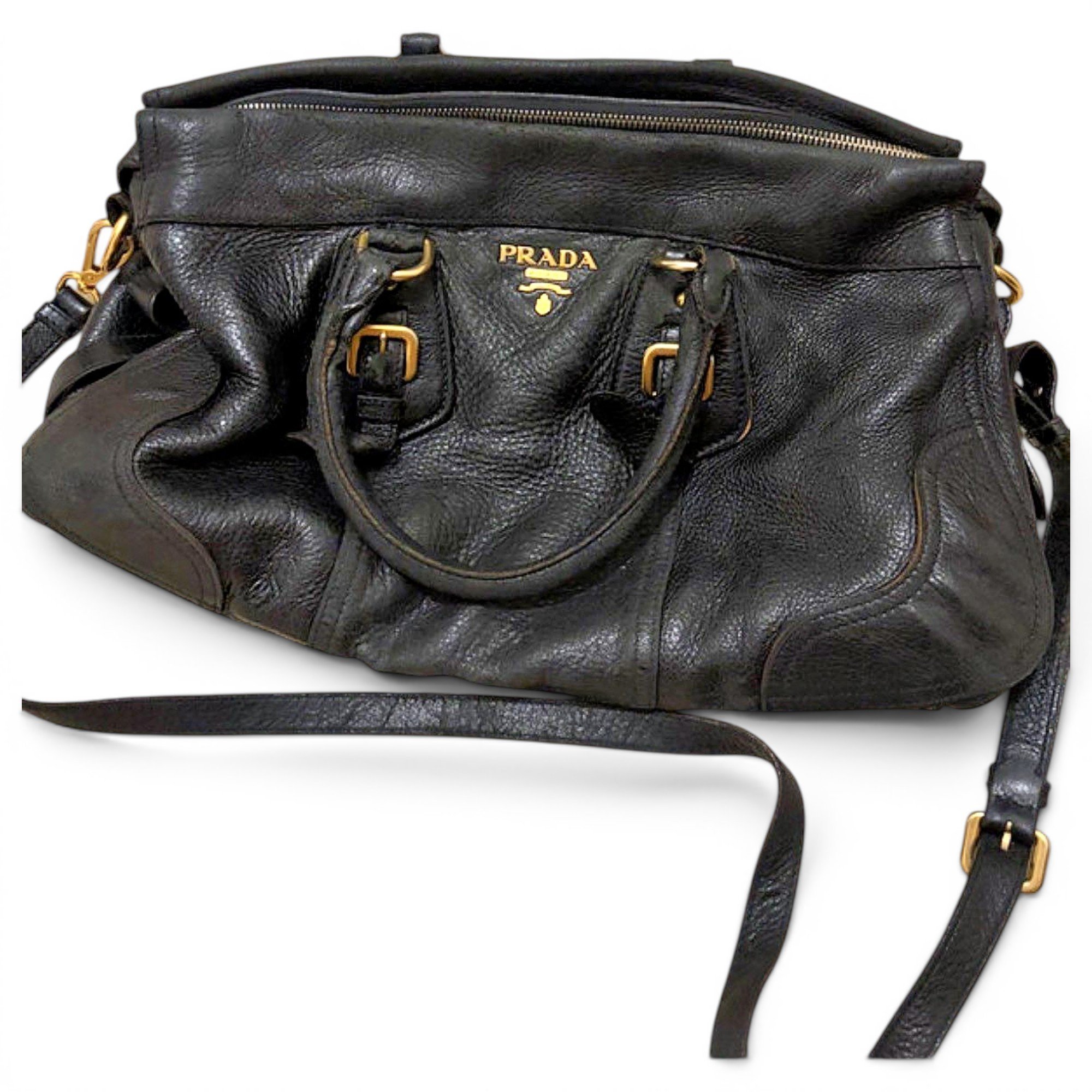 Double leather handbag
