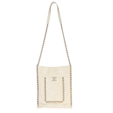 Leather Chain Flat Tote Small