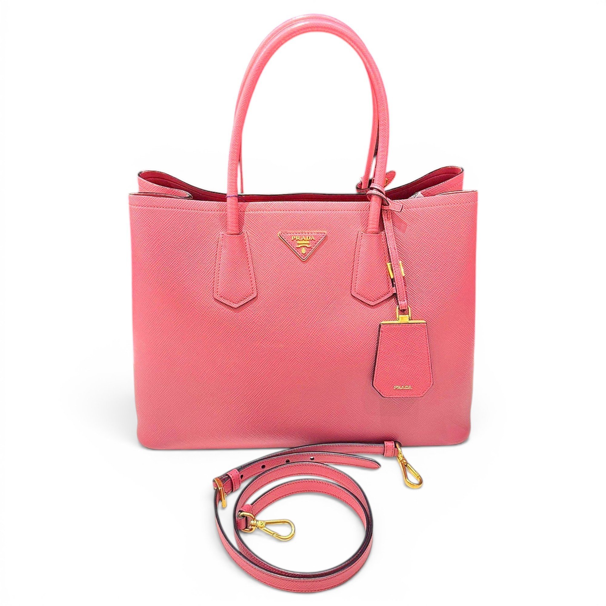 Double leather handbag