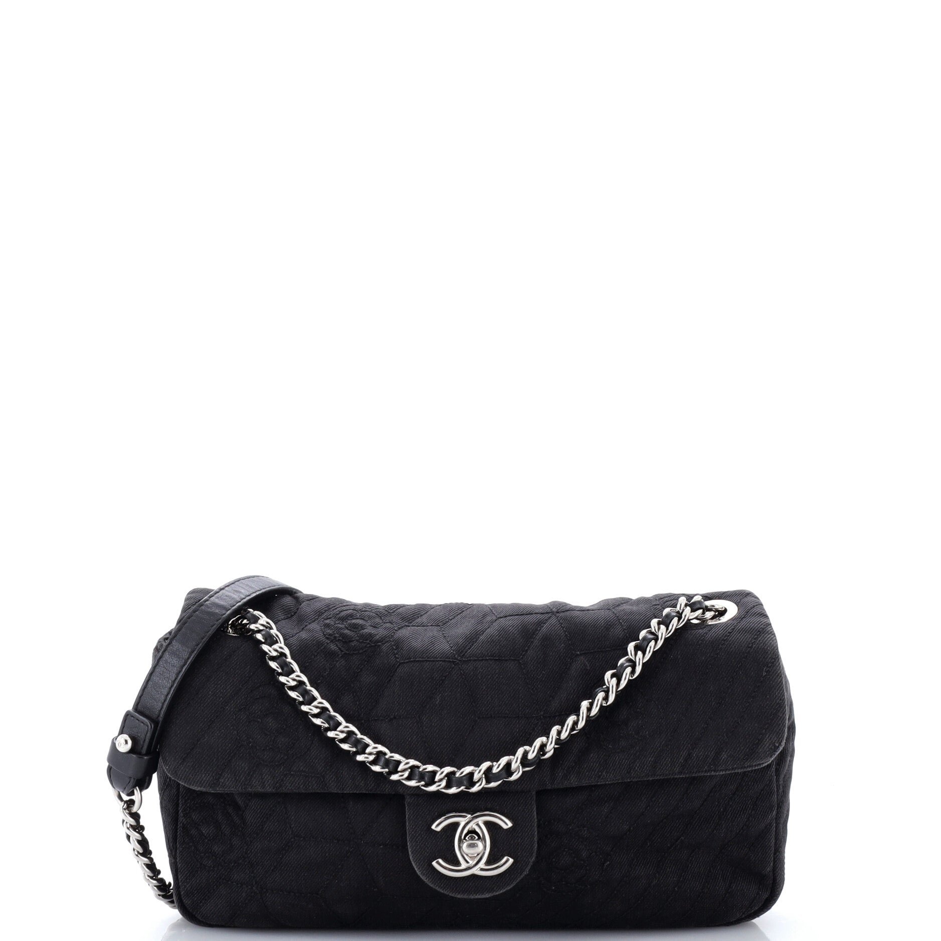 Chain Flap Bag Camellia Denim Medium