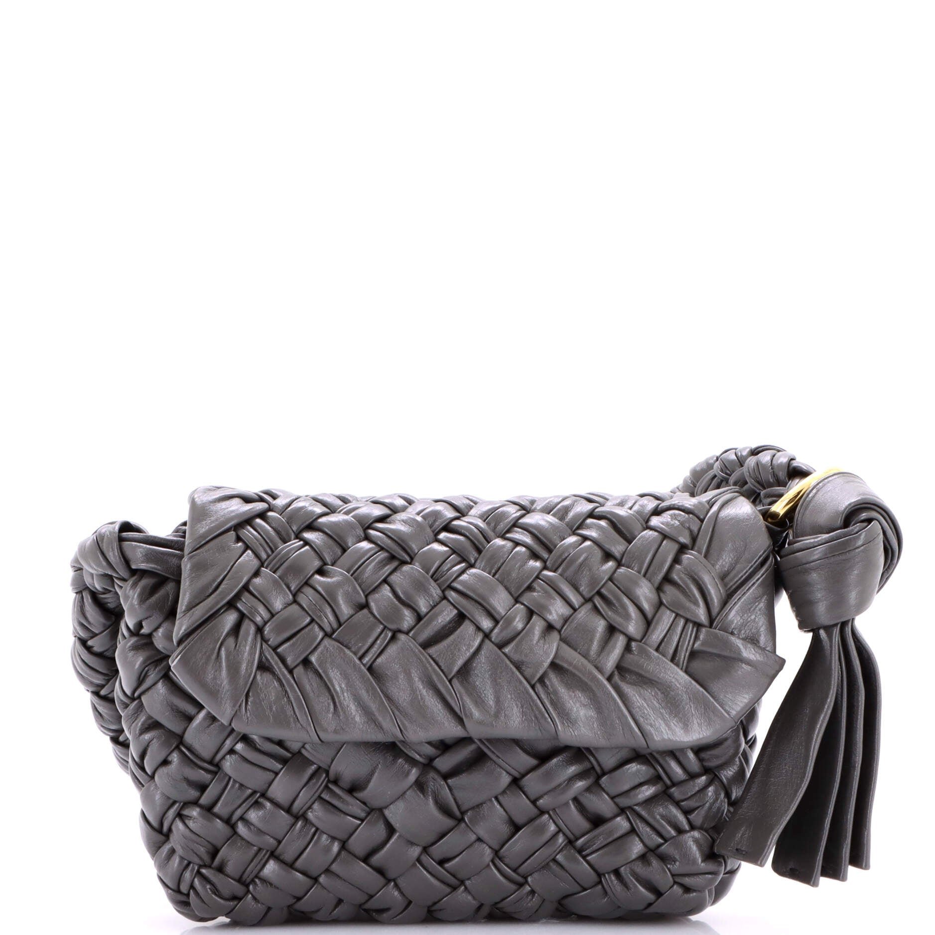 Bottega Veneta Kalimero Citta Shoulder Bag Intrecciato Plisse Leather
