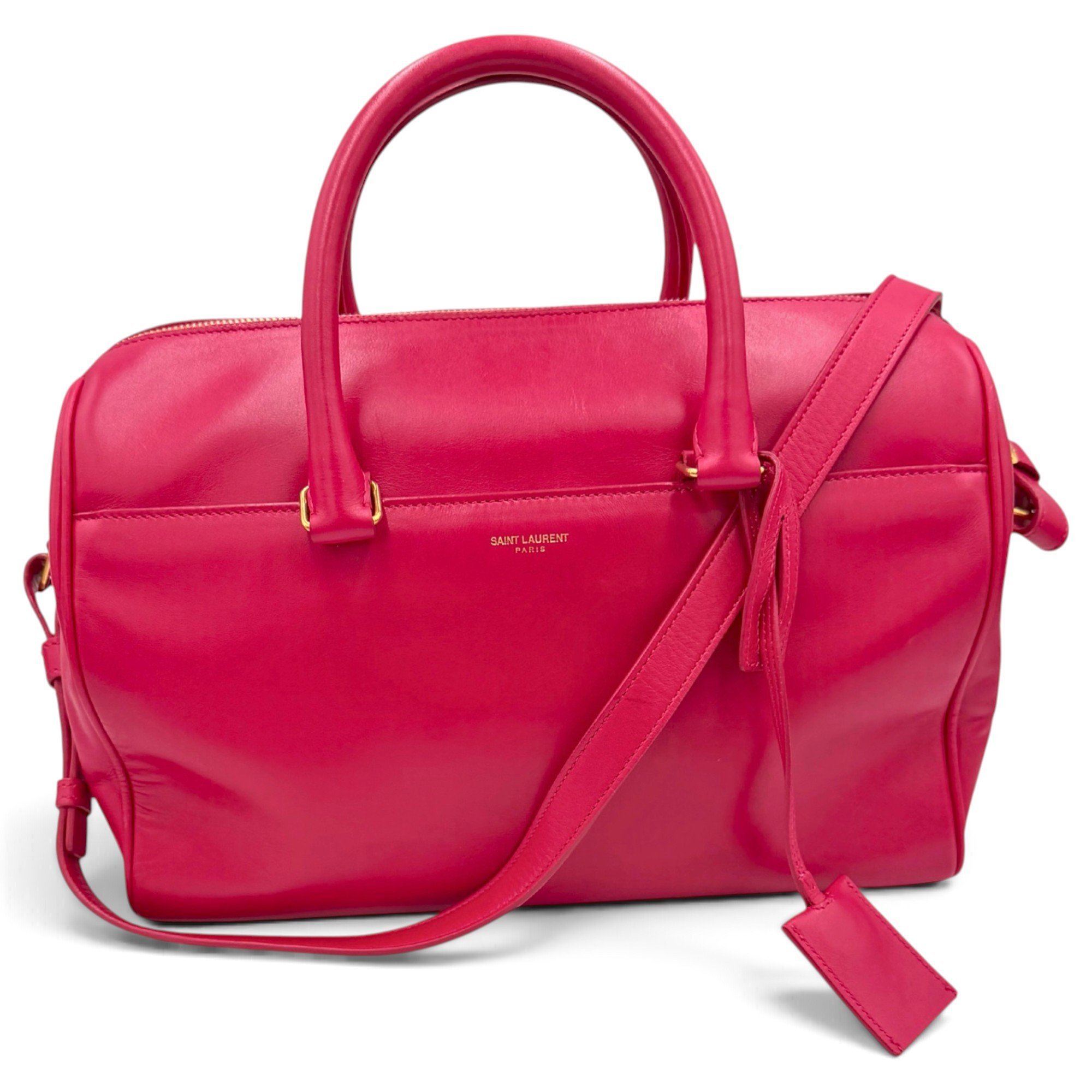 Duffle leather handbag