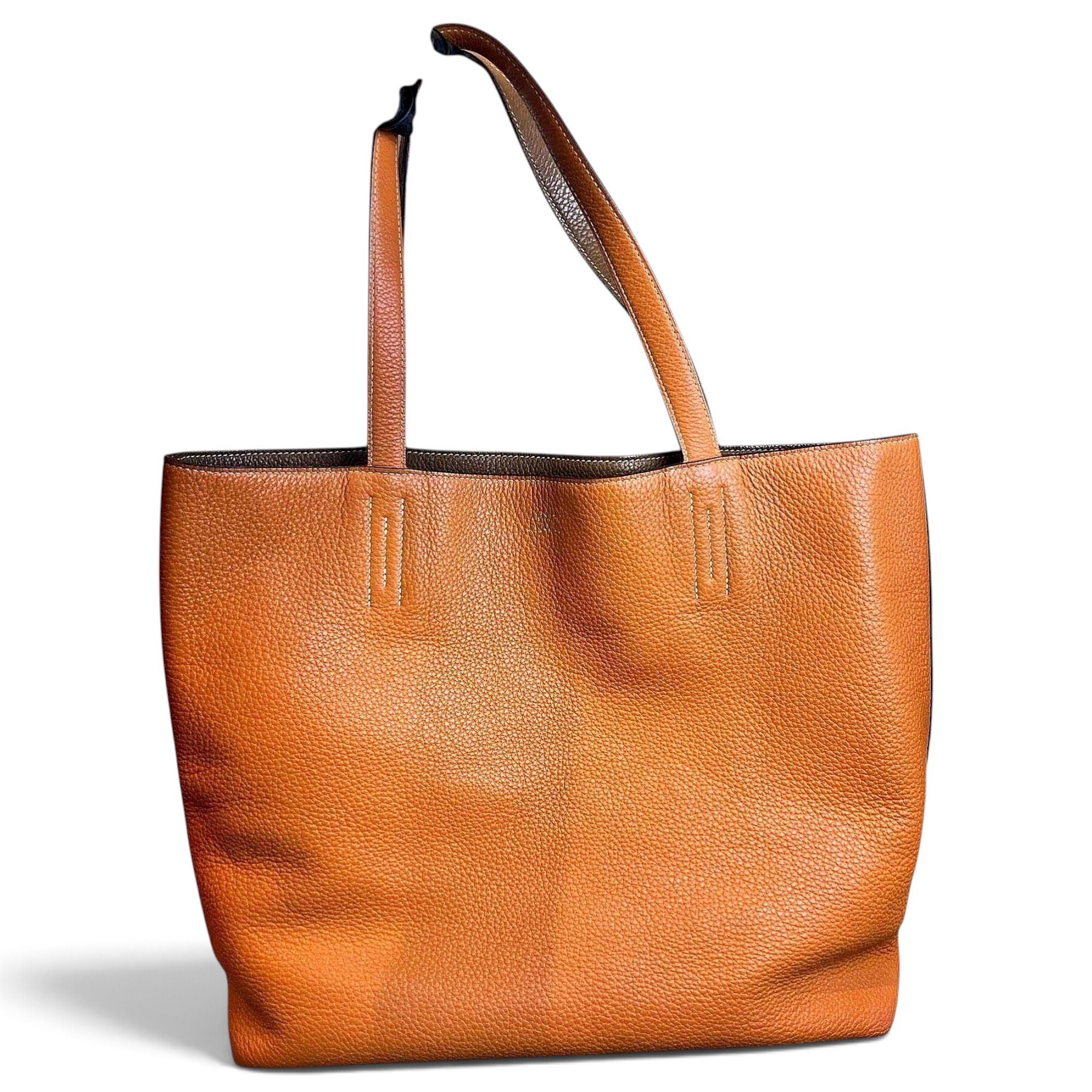 Double sens leather handbag