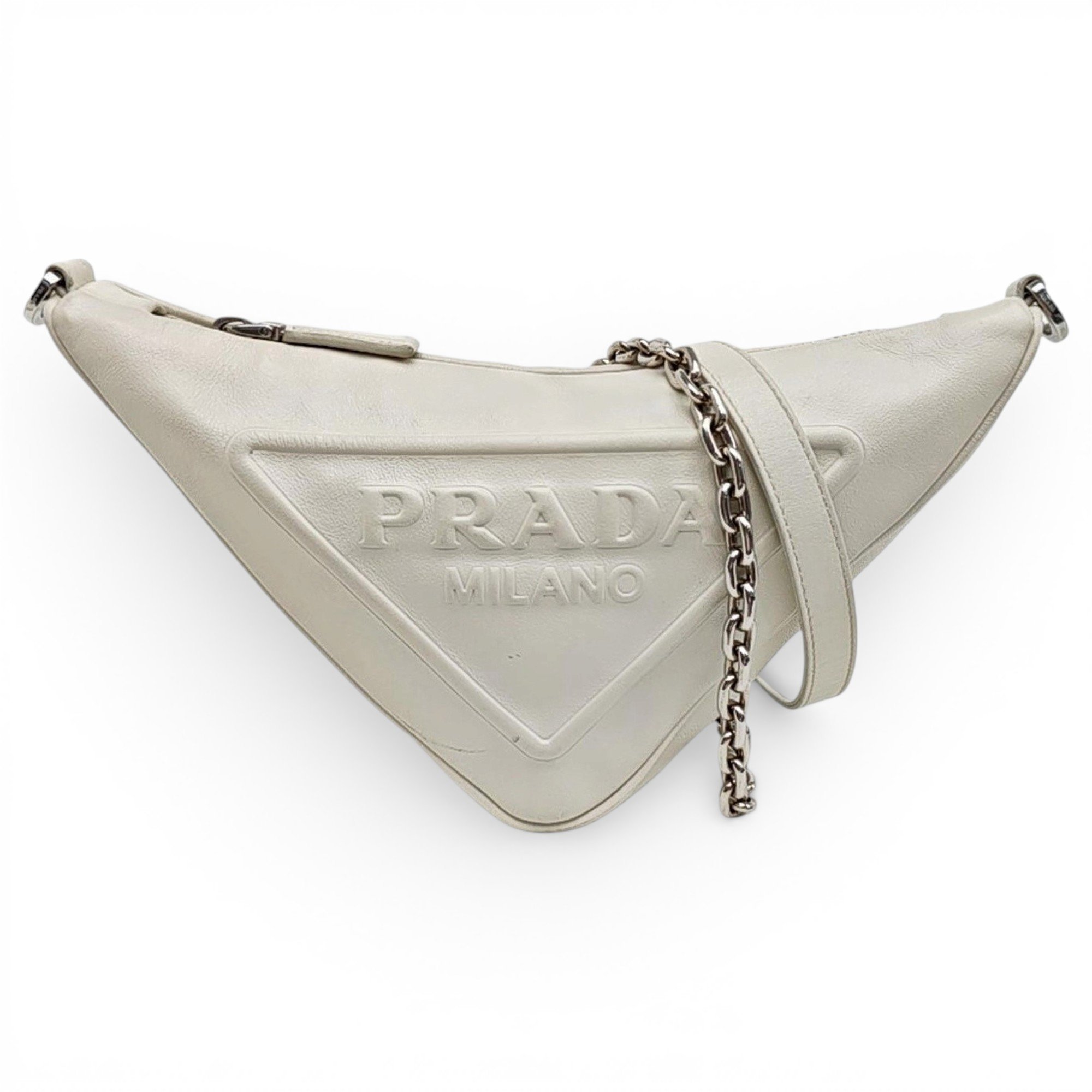 Triangle leather handbag