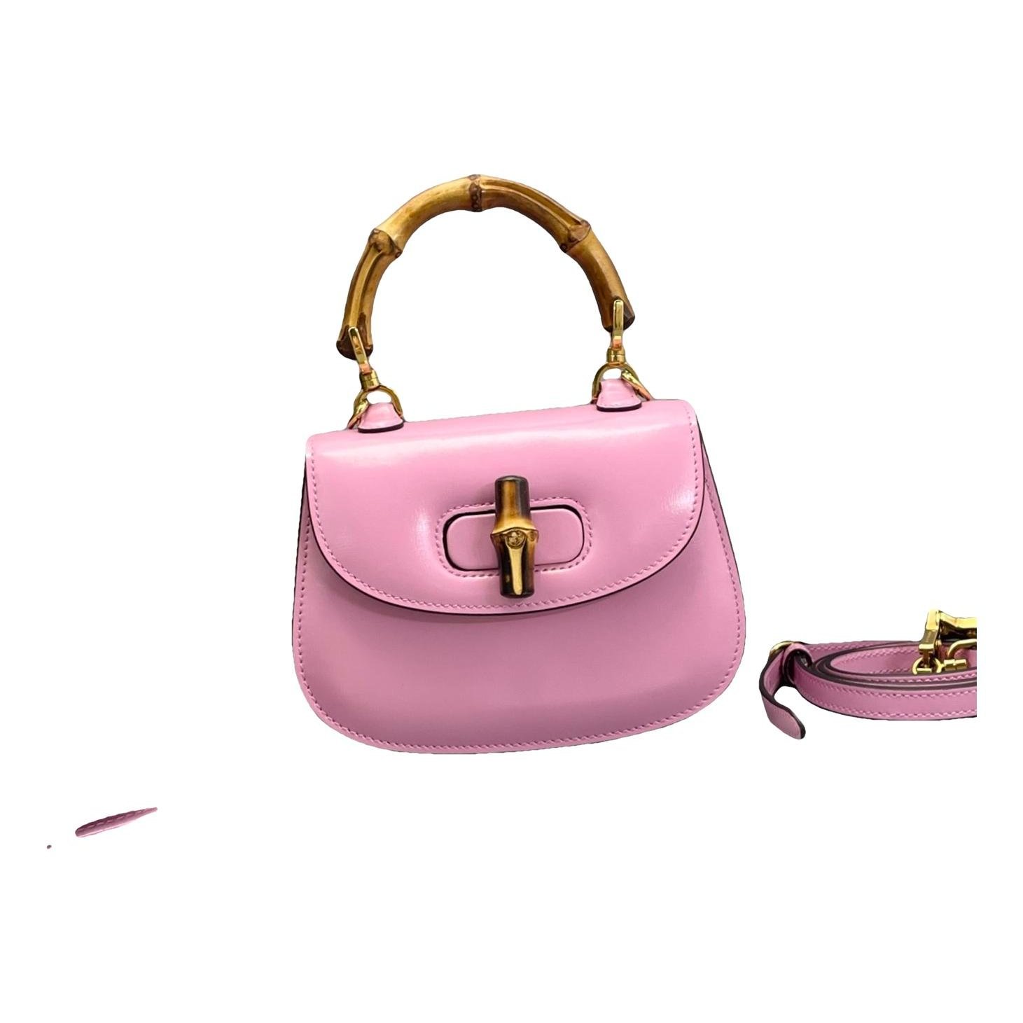 Convertible Bamboo Top Handle leather handbag