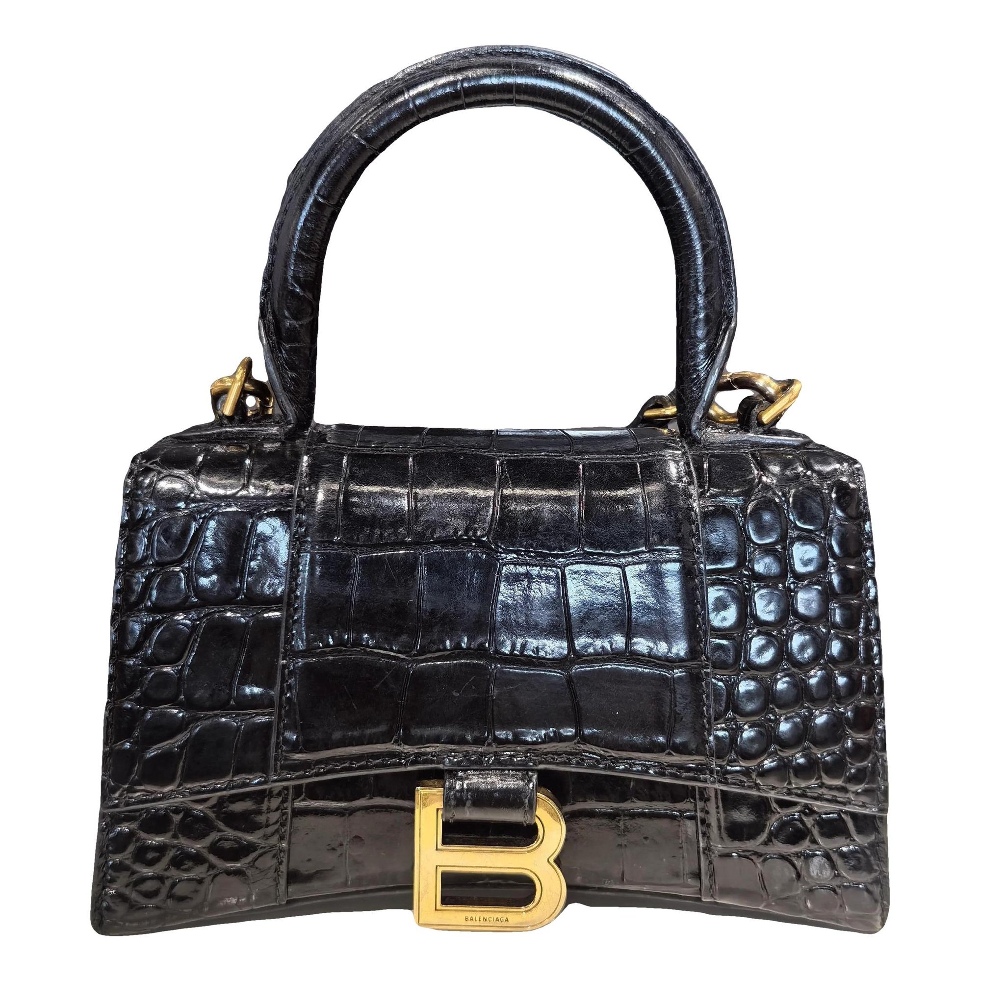 Hourglass leather handbag