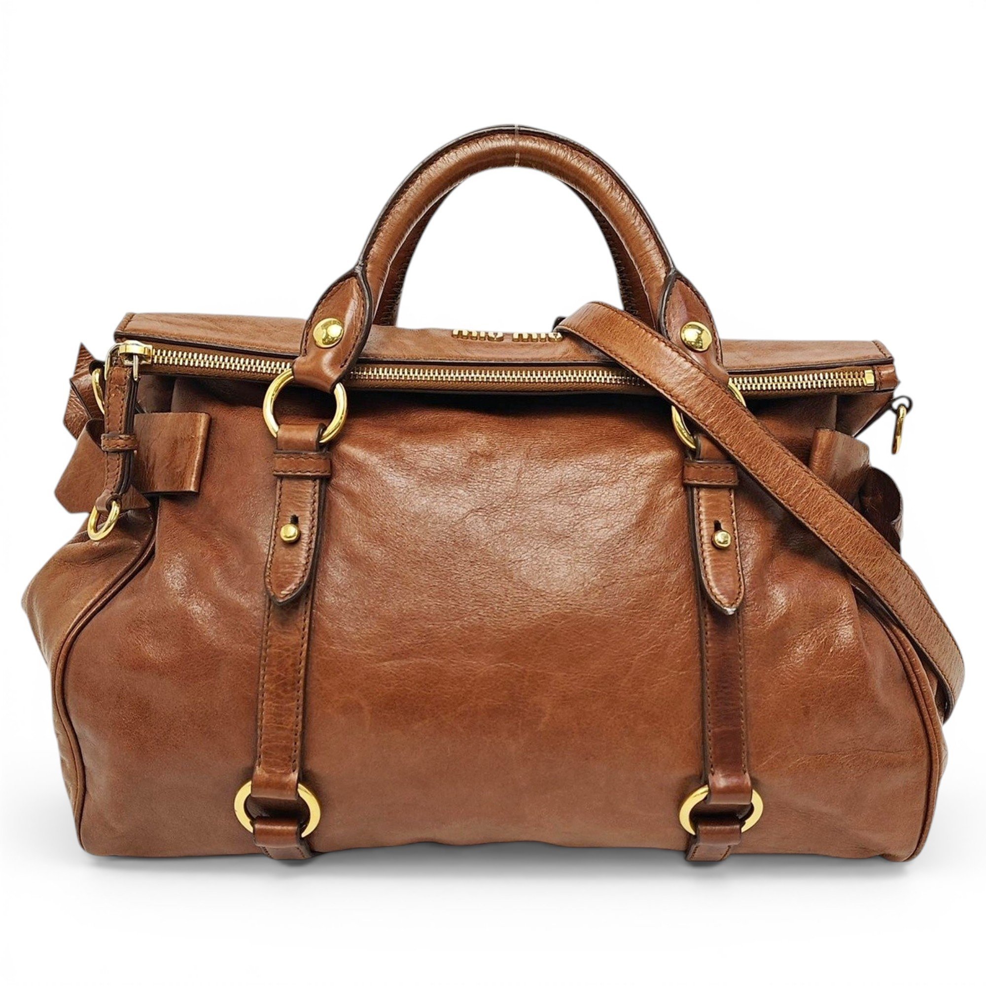 Bow bag leather handbag