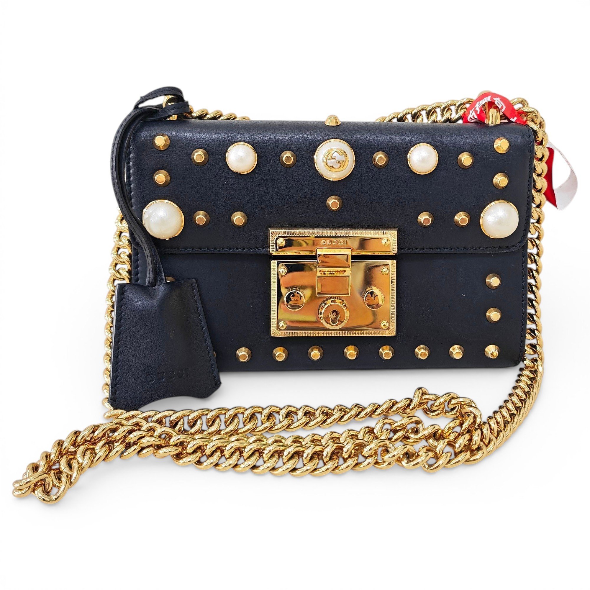 Padlock leather handbag