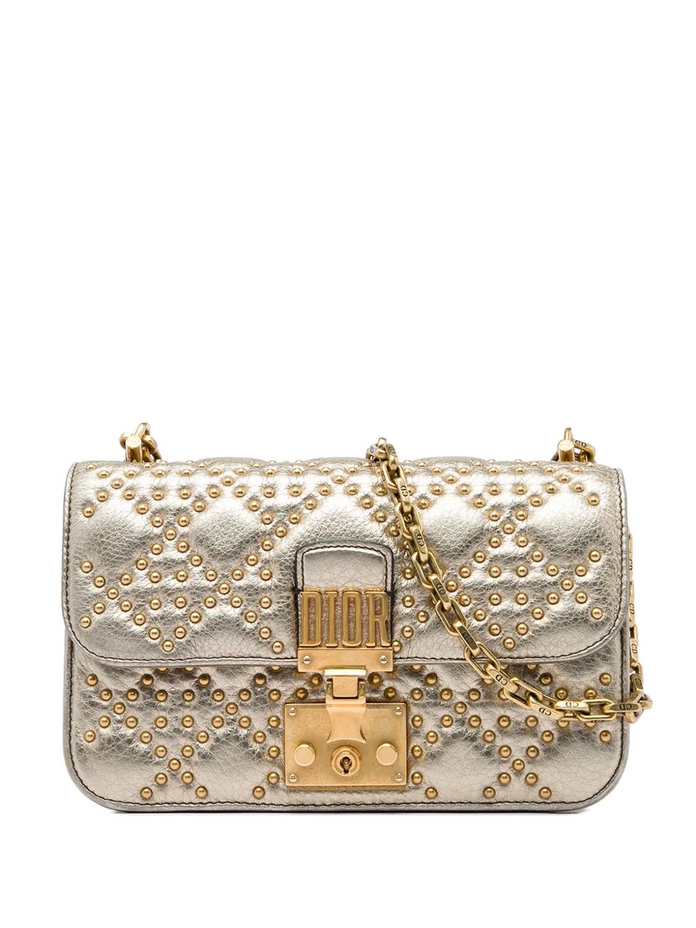 2018 Studded Metallic Lambskin DiorAddict Wallet on Chain crossbody bag