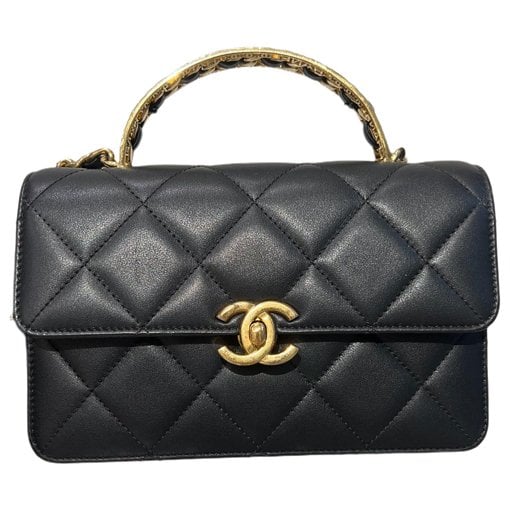 Trendy CC Top Handle leather handbag