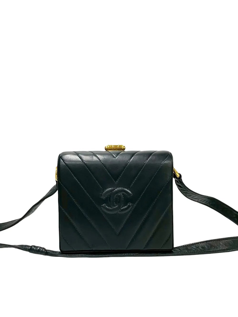 1991-1994 CC Chevron Lambskin Box crossbody bag