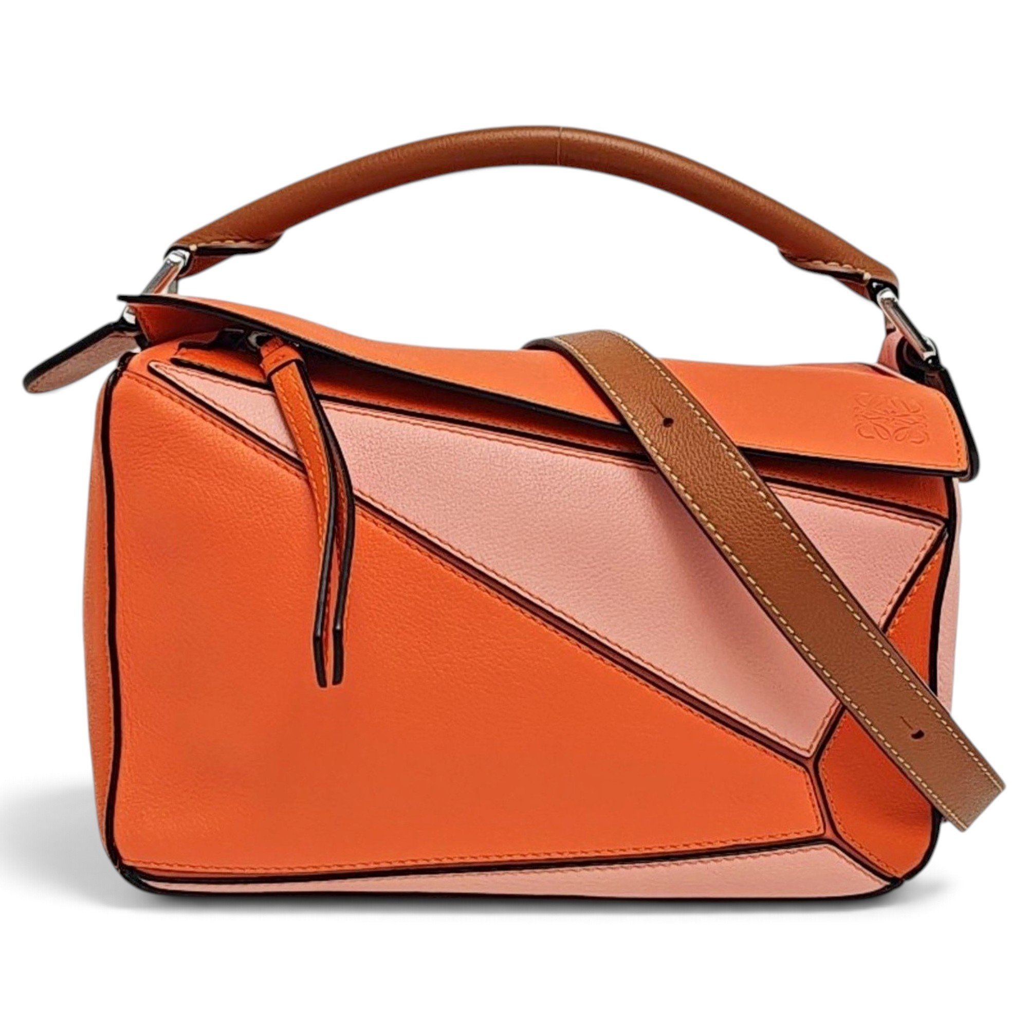 Puzzle leather handbag