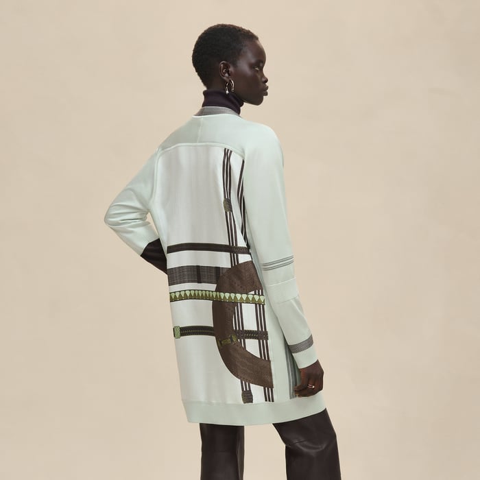 Vert Anis "Dressage Tressage" Long-sleeve Twillaine Cardigan