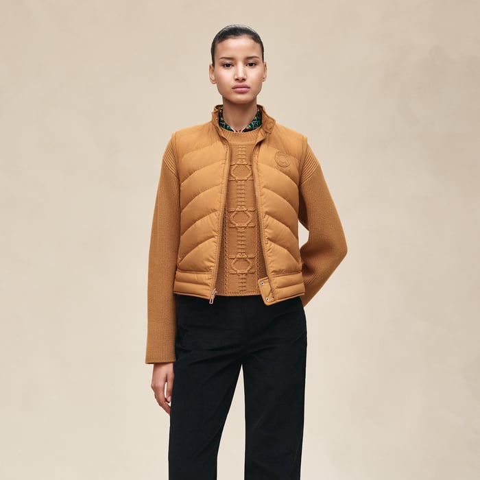 Marron Ocre Reversible Sleeveless Jacket