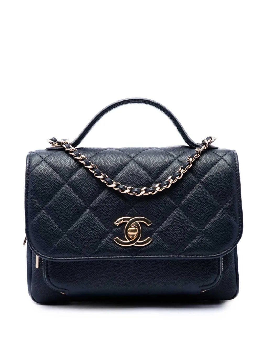 2019 Mini Quilted Caviar Business Affinity Top Handle Flap satchel