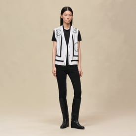 Cardigan sans manches twillaine imprimé « Ex-Libris à Main Levée » 