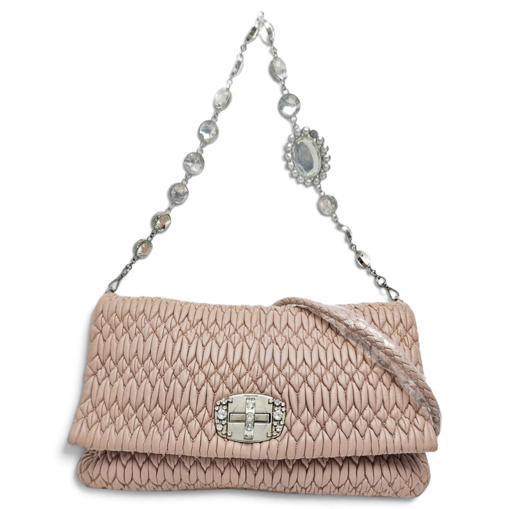 Miu Crystal leather handbag