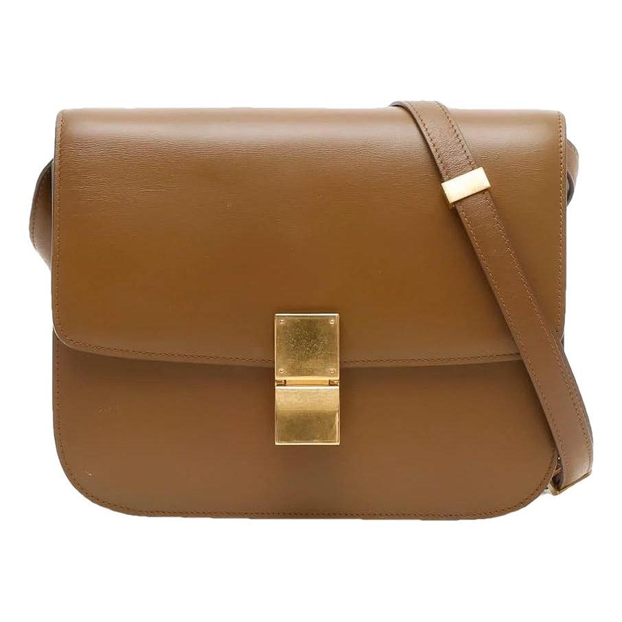 Clasp box leather handbag