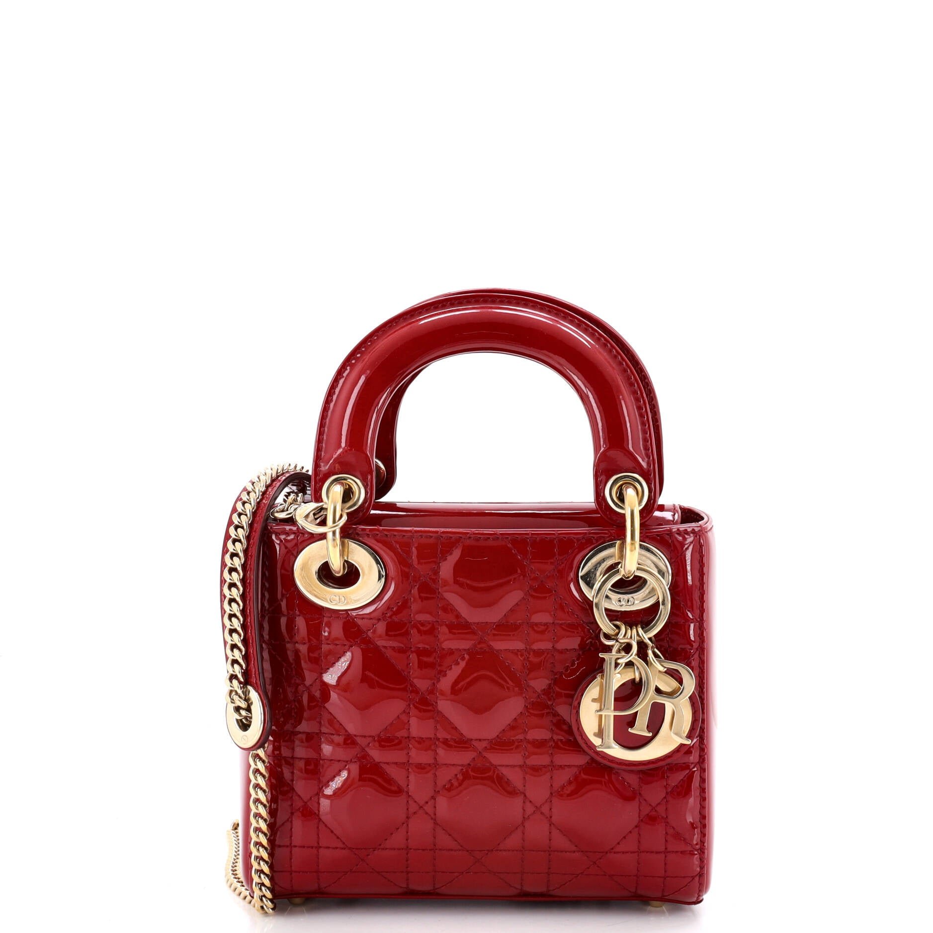Lady Dior Chain Bag Cannage Quilt Patent Mini
