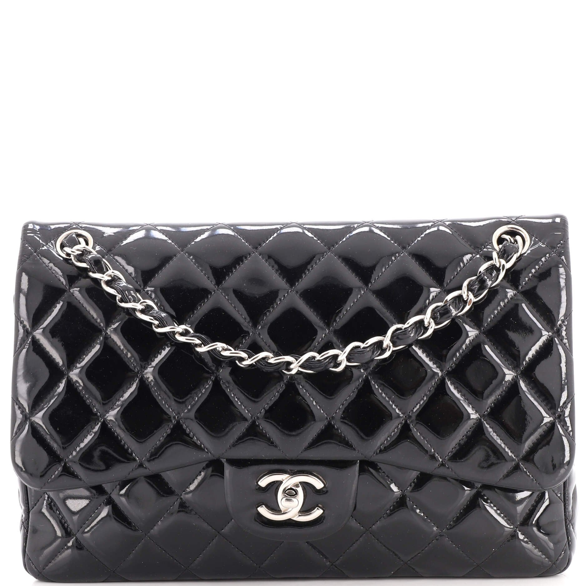 Classic Double Flap Bag Quilted Patent Jumbo